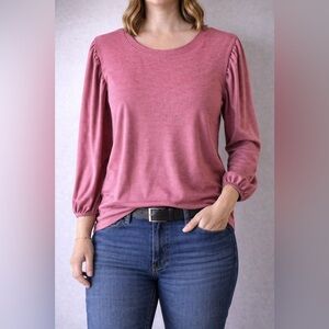 Christian Siriano Red Striped Blouse-3/4 Length Puffed sleeve-XL-Normcore